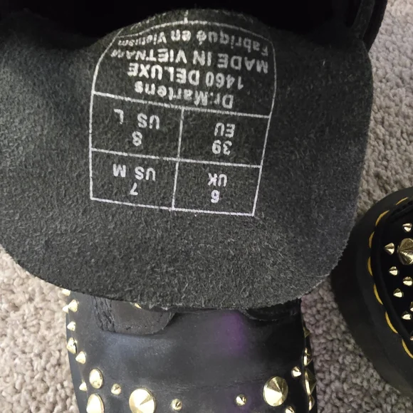Dr. Martens Black and Gold Studded Boots - Picture 5 of 5